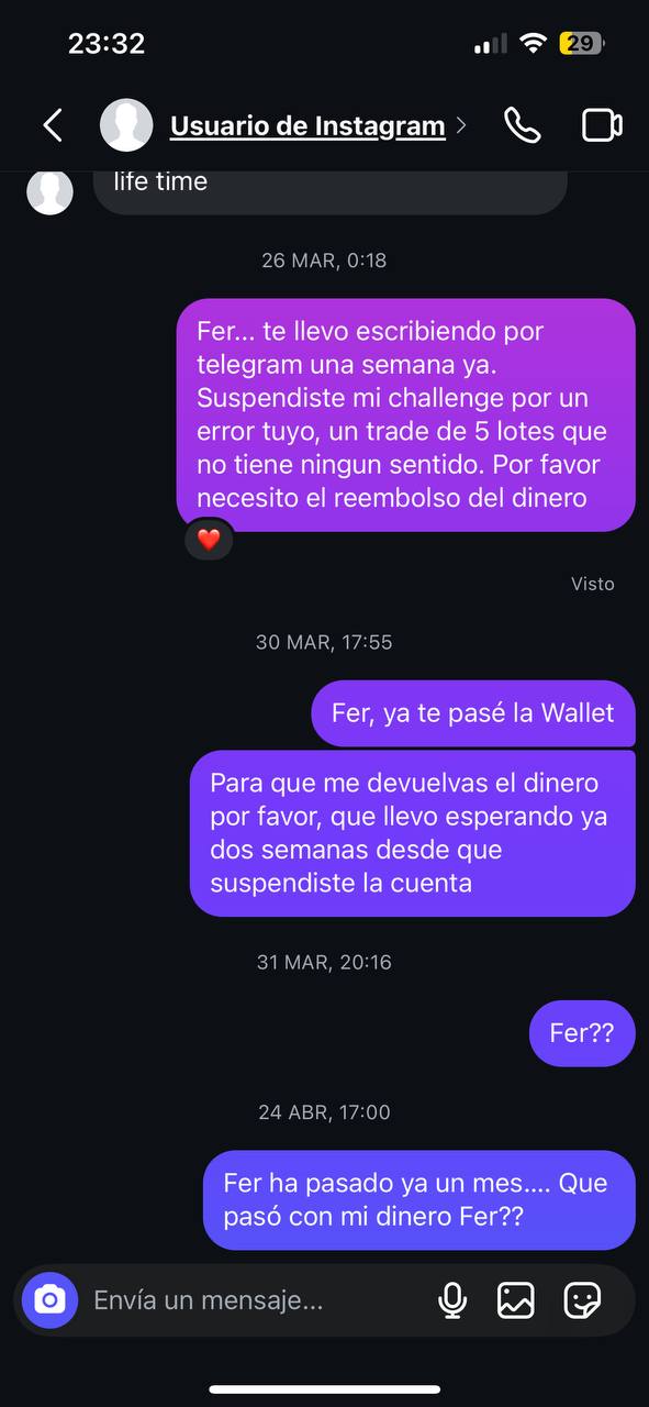 Captura: reclamaciones por Instagram