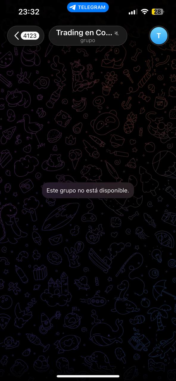 Captura: el grupo de Telegram no esta disponible