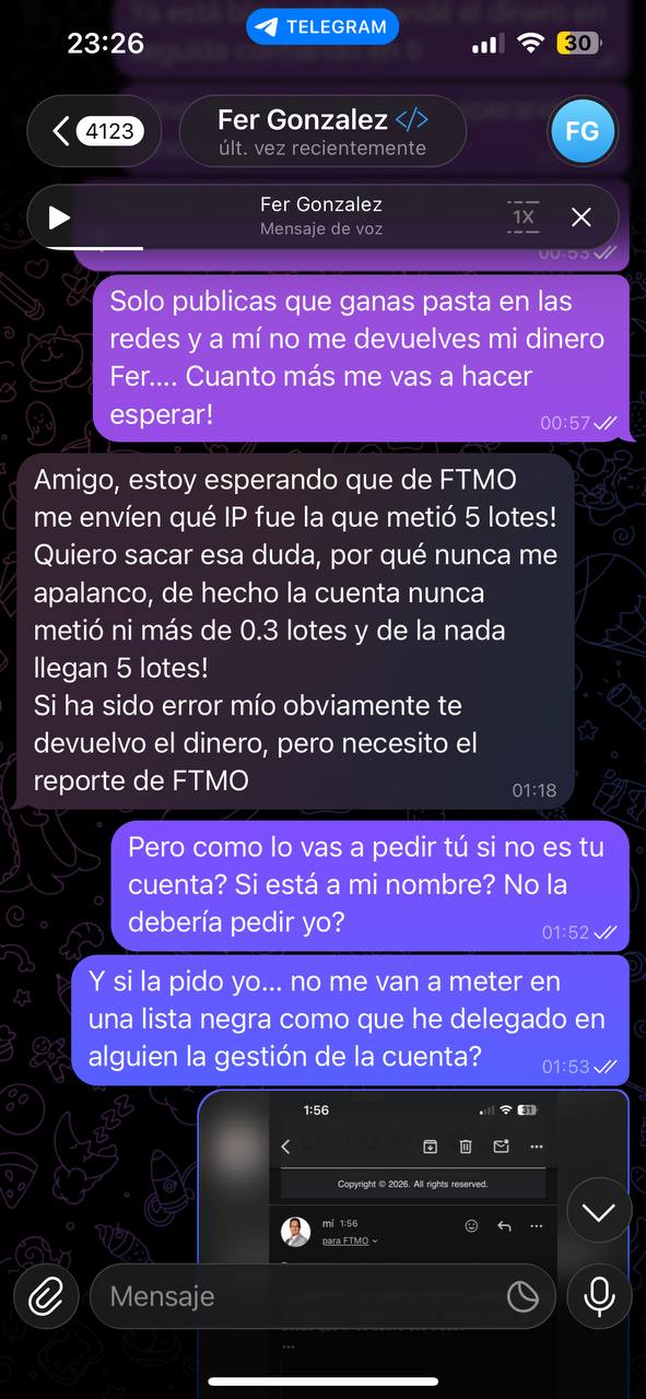 Captura: espero que FTMO me diga que IP
