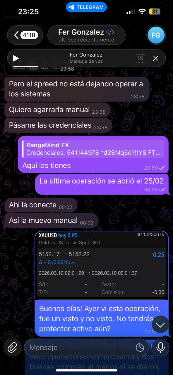 Captura: entrega de credenciales y primeras operaciones